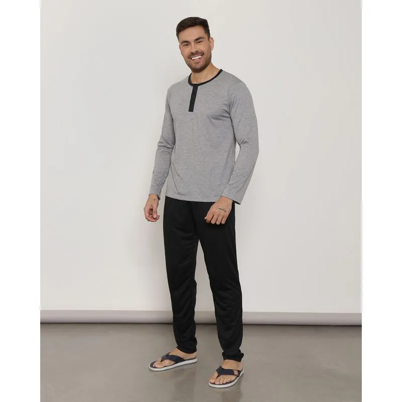Pijama Masculino Longo Cinza M