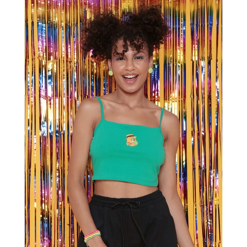 Blusa Feminina Cropped Alcinha Bordado Zé Carioca Disney Verde G