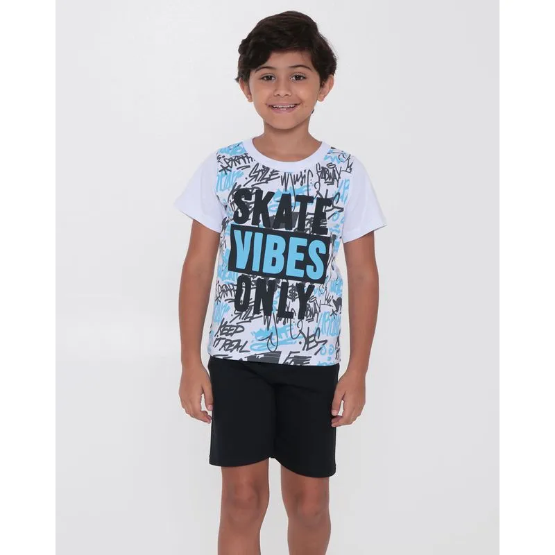 Conjunto Infantil Estampa Skate Branco 6