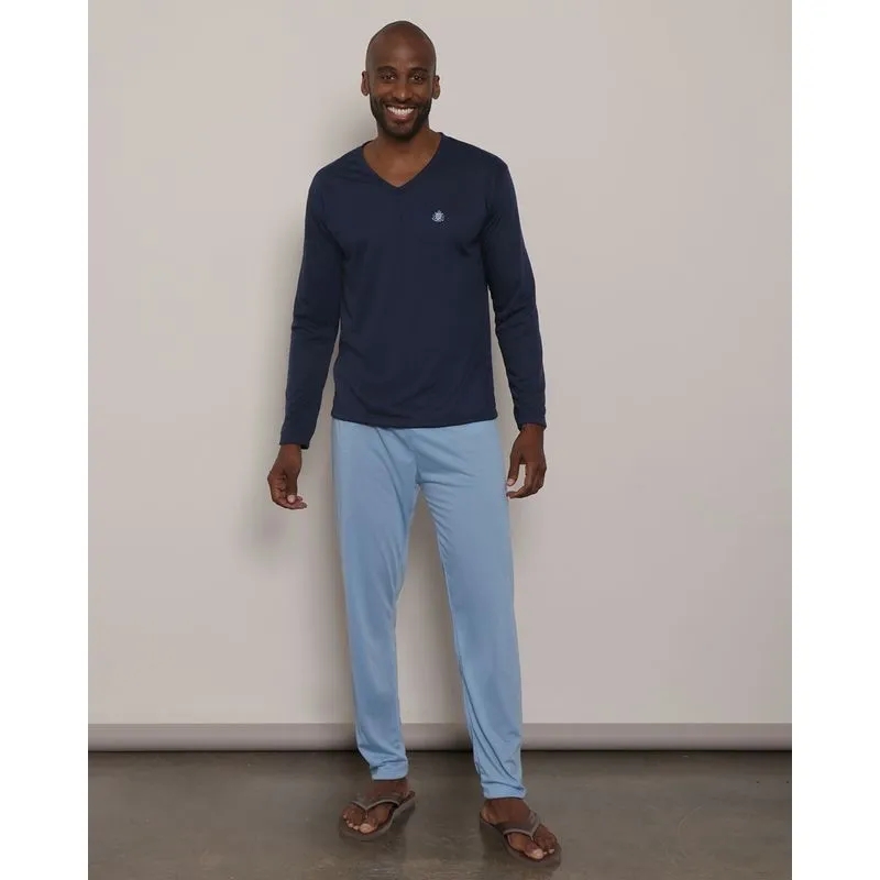 Pijama Masculino Longo Soft Azul Marinho M