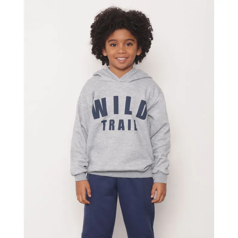 Blusão Moletom Infantil Com Capuz Wild Trail Cinza 10