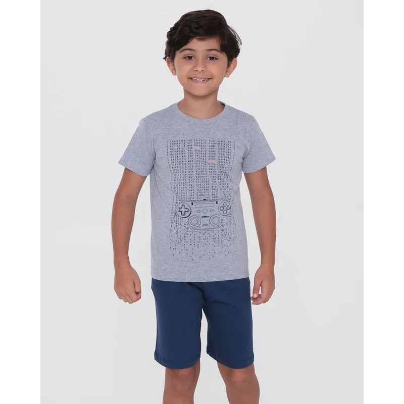 Pijama Infantil Estampa Game Cinza 8