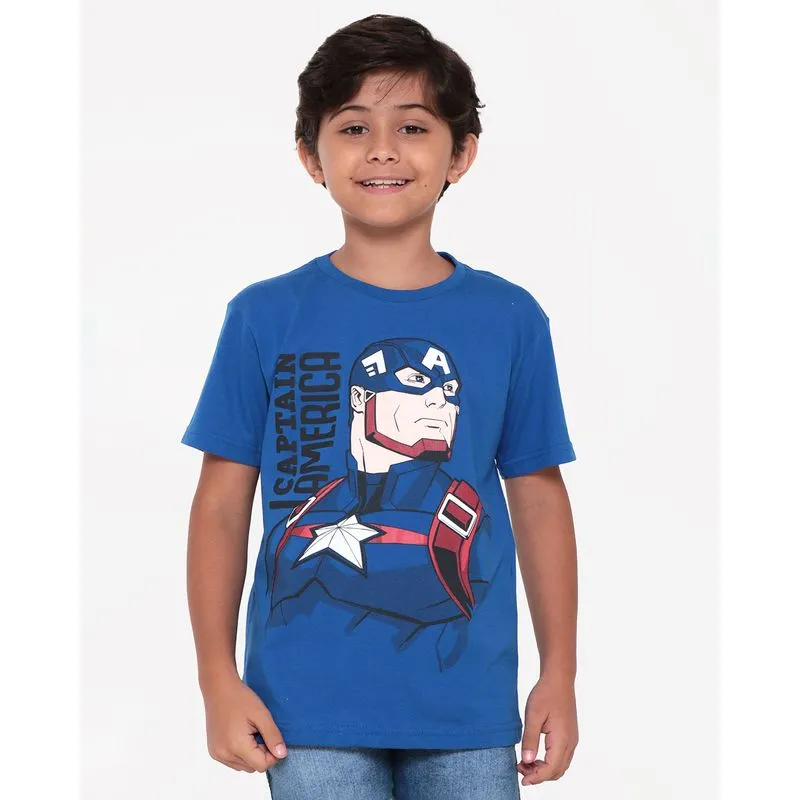 Camiseta Infantil Capitão América Marvel Azul 4