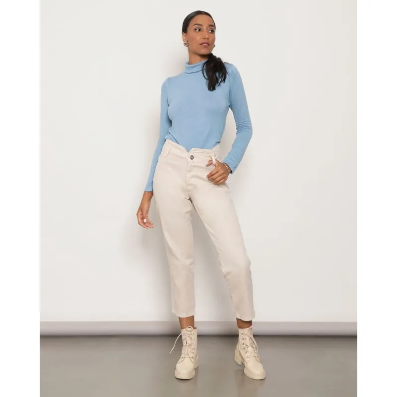 Calça Sarja Feminina Slouchy Bege Claro 36