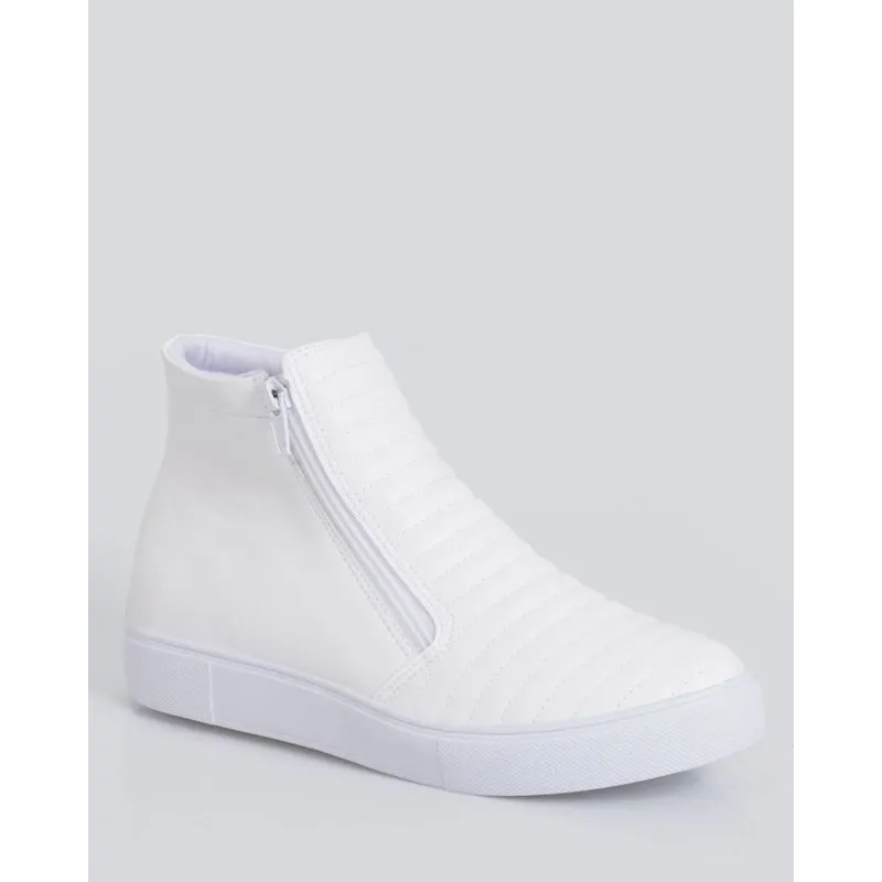 Tênis Feminino Cano Alto Matelassê Branco 36