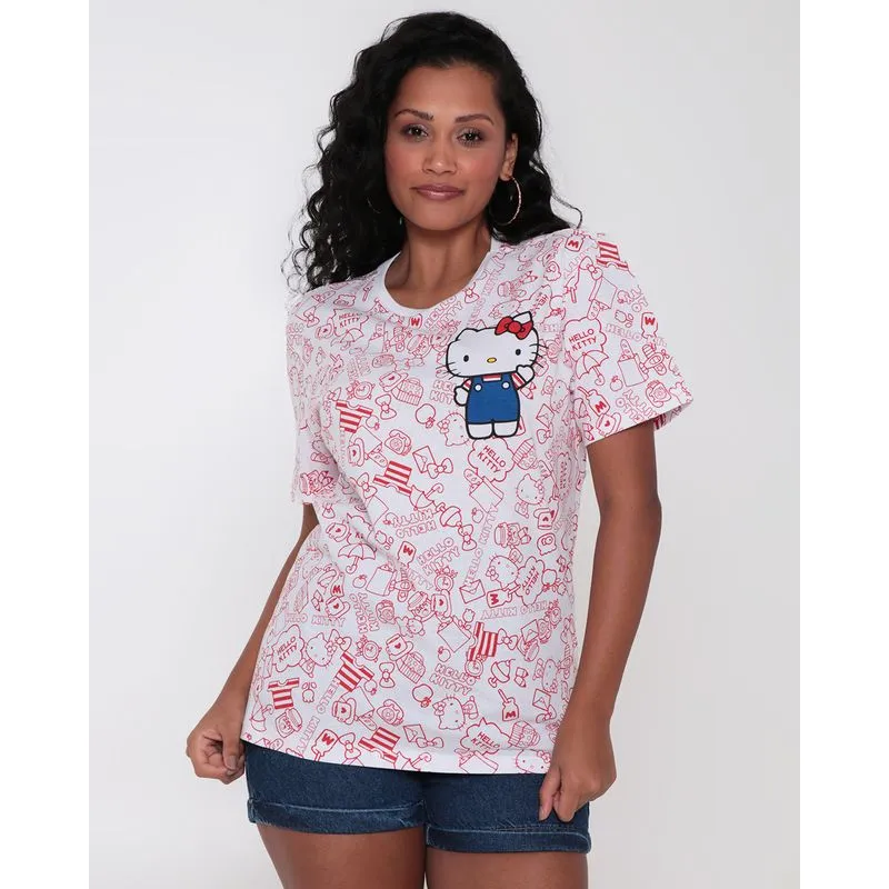 Camiseta Feminina Estampa Hello Kitty Branca P