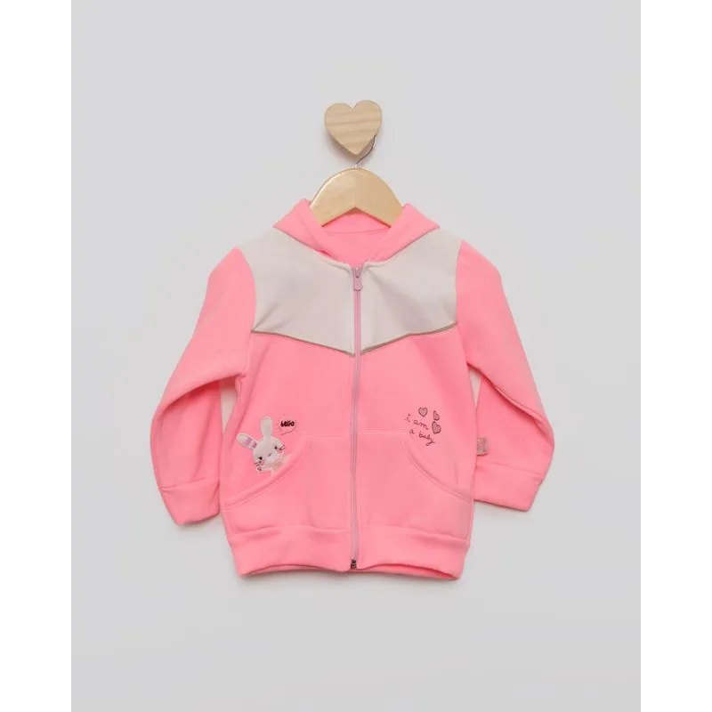 Jaqueta Moletom Bebê Capuz Estampa Rosa 1