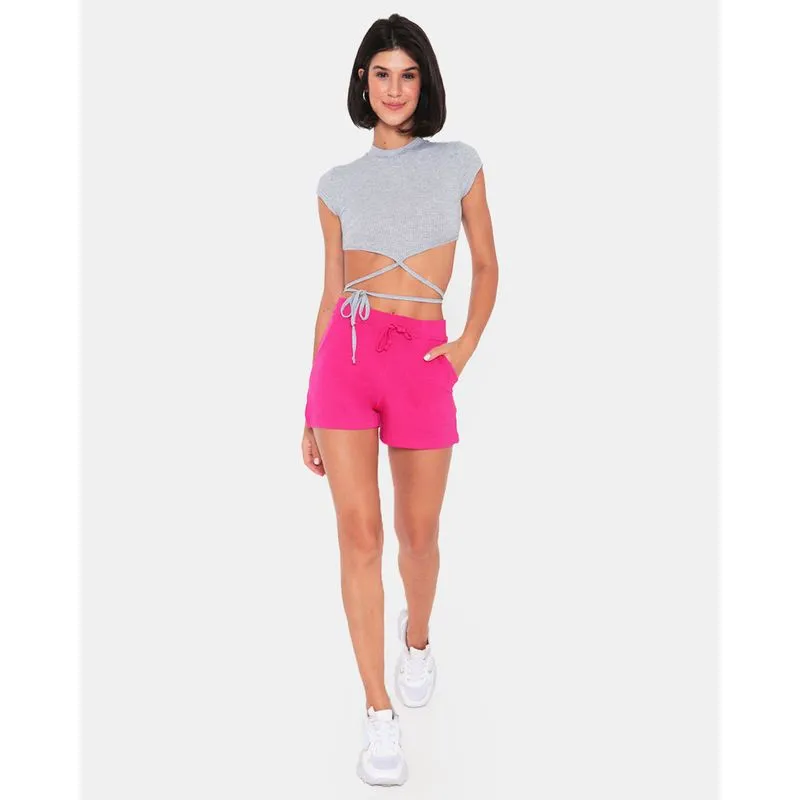 Short Feminino Moletinho Bolso Rosa M
