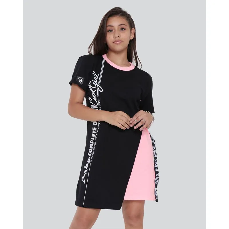 Vestido Juvenil Faixa Lateral Neon Preto 18