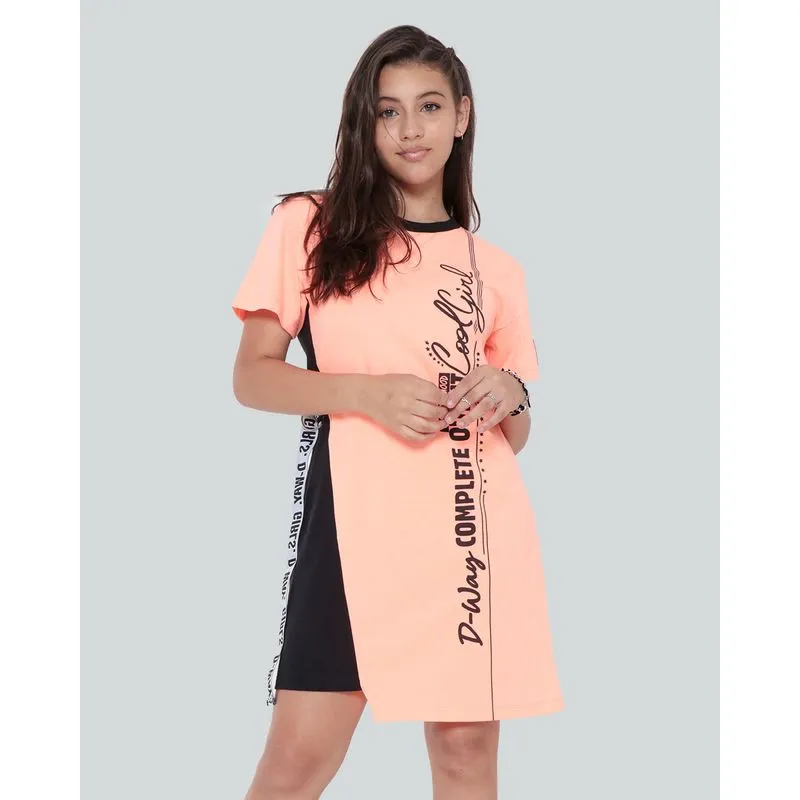 Vestido Juvenil Faixa Lateral Neon Laranja 14