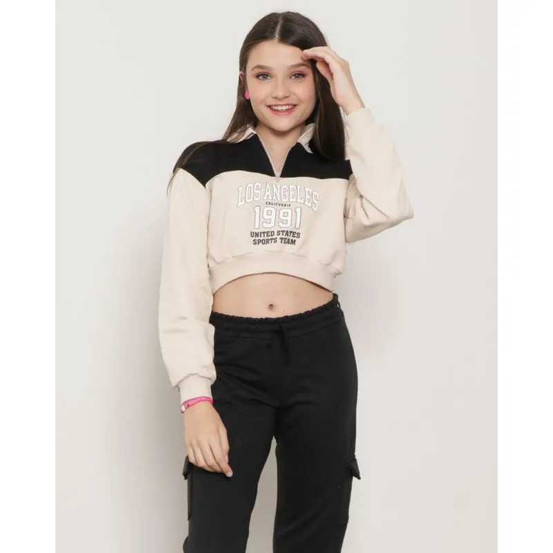 Blusa Juvenil Moletinho Los Angeles Bege 12