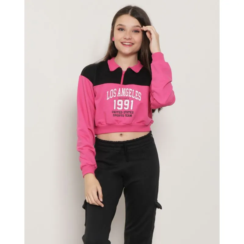 Blusa Juvenil Moletinho Los Angeles Rosa 12