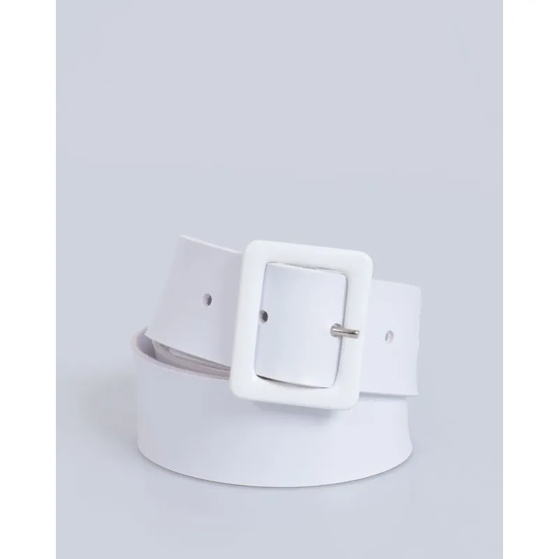 Cinto Feminino Liso Fivela Revestida Branca M