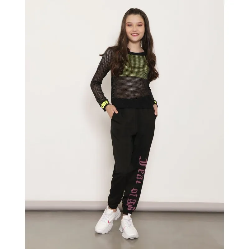 Calça Juvenil Jogger Com Estampa Escrita Preta 14