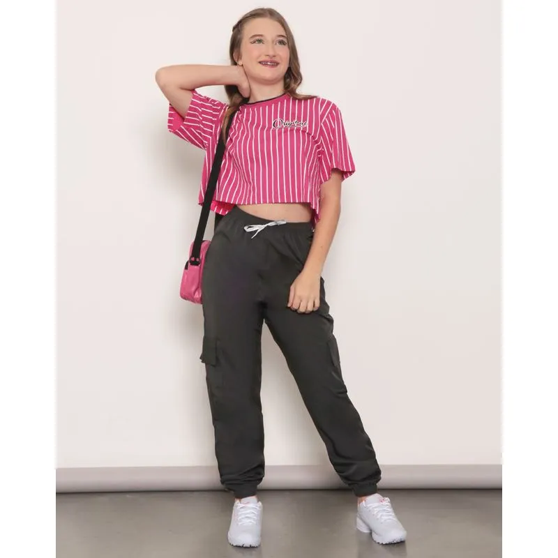 Calça Juvenil Jogger Bolso Cargo Preta 14