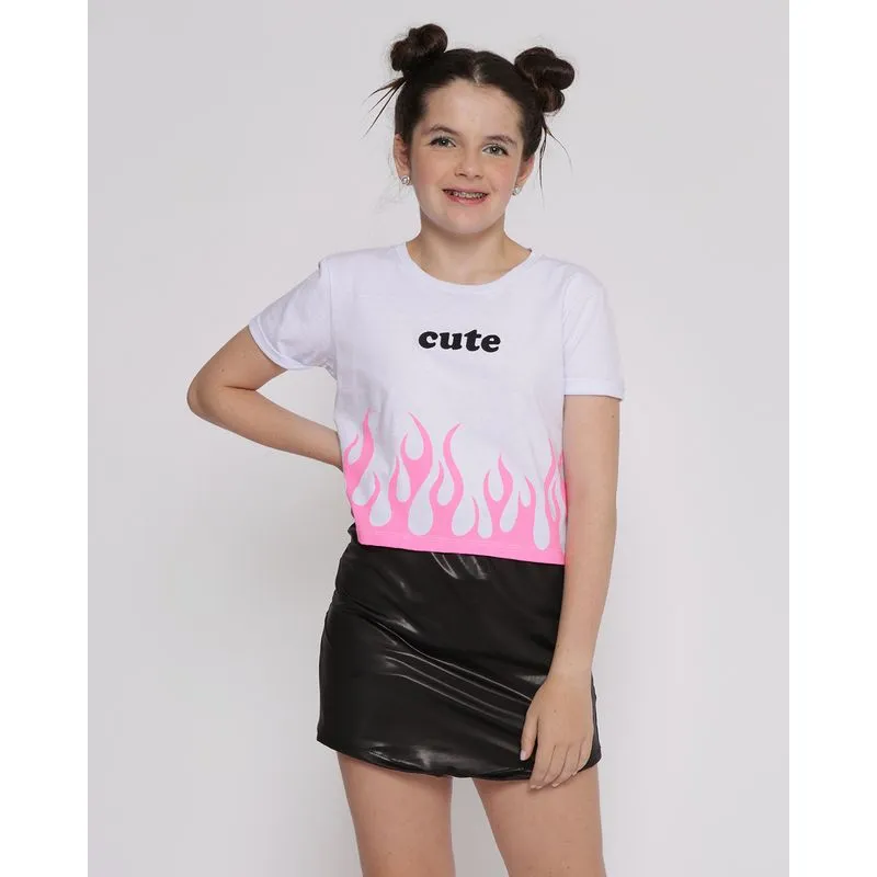 Blusa Juvenil com Estampa Cute Branca 10