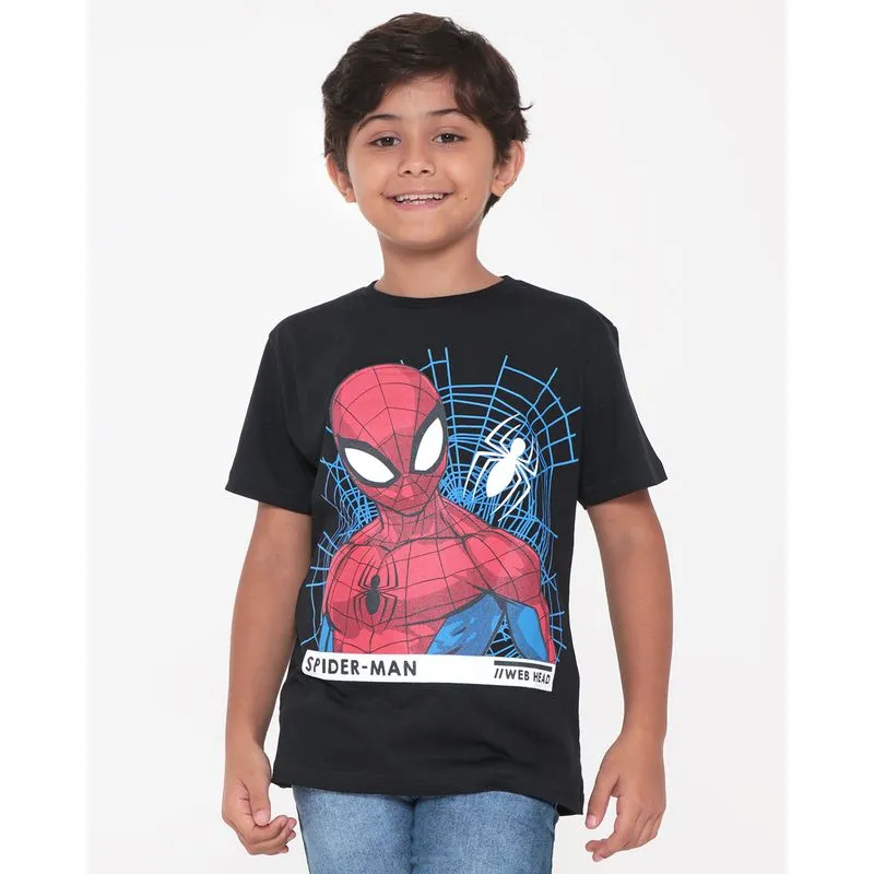 Camiseta Infantil Estampa Homem Aranha Marvel Preta 10