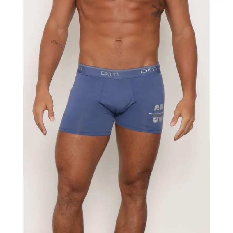 Cueca Boxer Microfibra Sem Costura Azul P