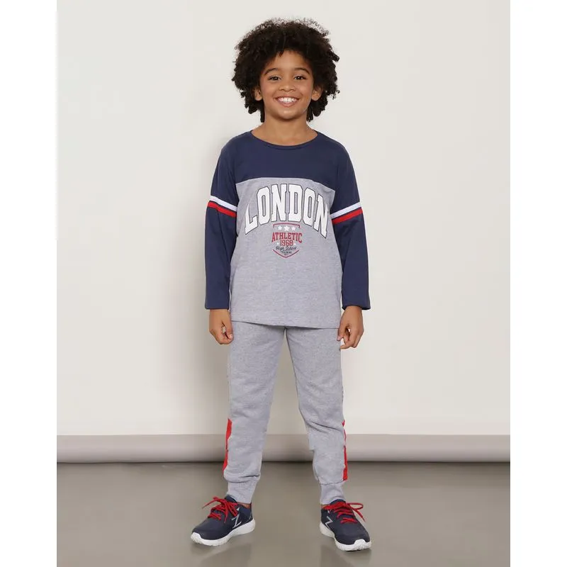 Calça Moletom Infantil Com Recortes Cinza 6