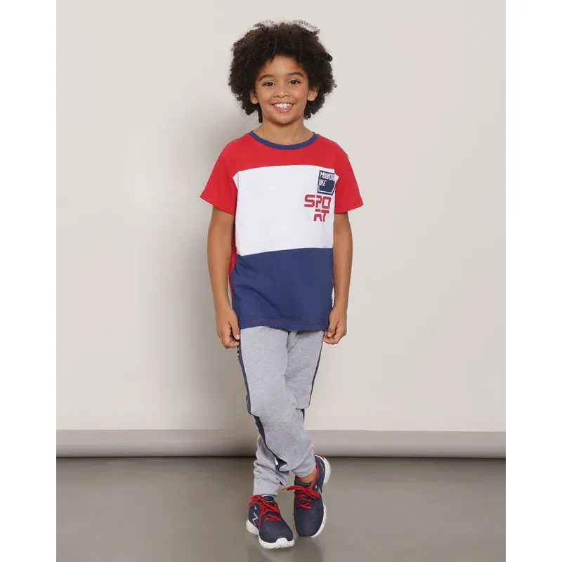 Calça Moletom Infantil Jogger Listra Lateral Contrastante Cinza 10