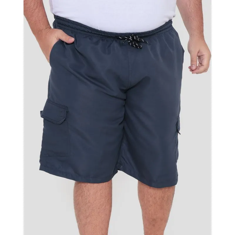 Bermuda Masculina Plus Size Bolso Cargo Azul Marinho G2