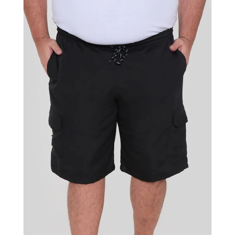 Bermuda Masculina Plus Size Bolso Cargo Preta G1