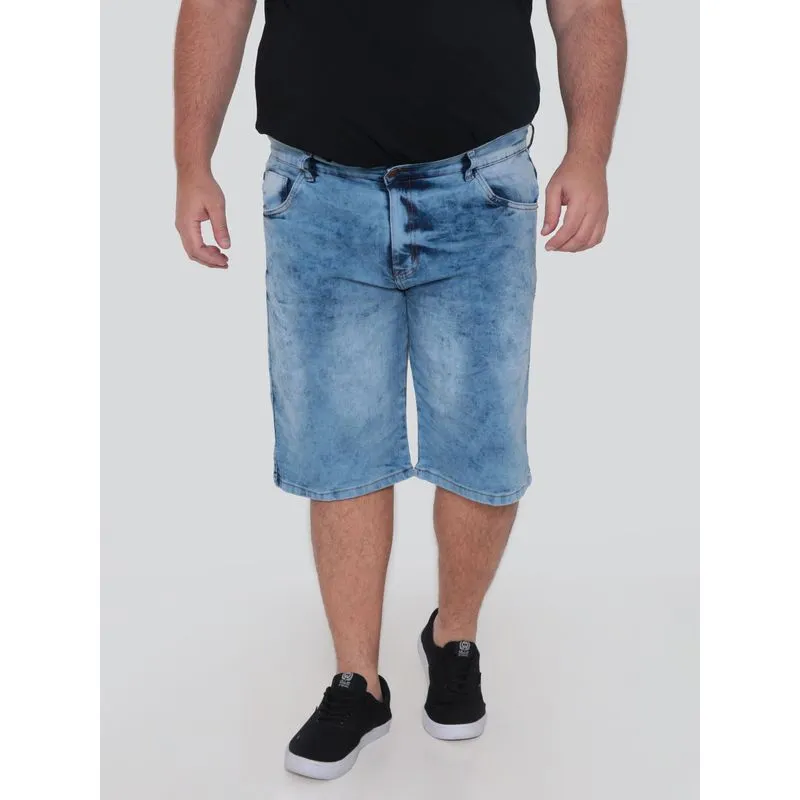 Bermuda Jeans Plus Size Masculina Estonada Azul 54