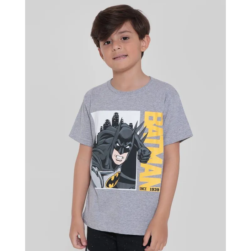 Camiseta Infantil DC Comics Batman Liga da Justiça Cinza 8