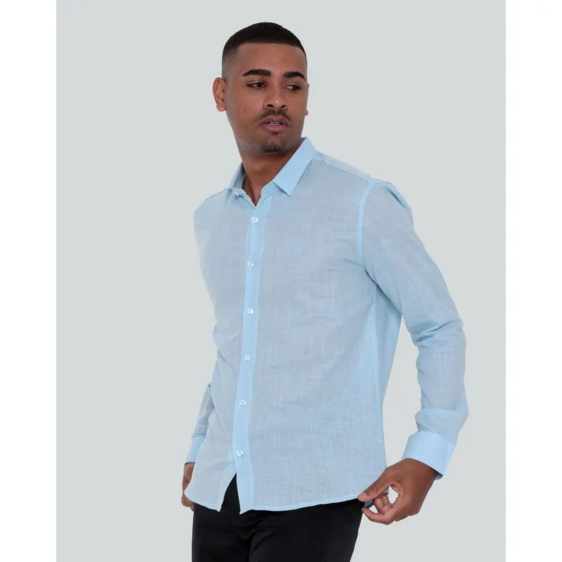 Camisa Masculina Social Manga Longa Azul 4