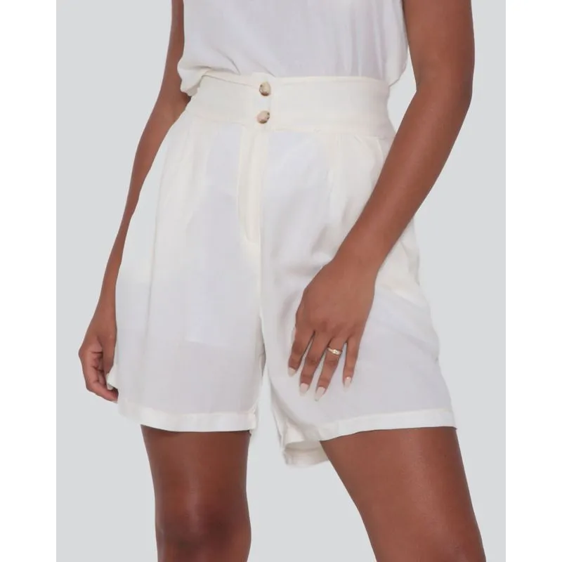 Short Feminino Viscose Off White P