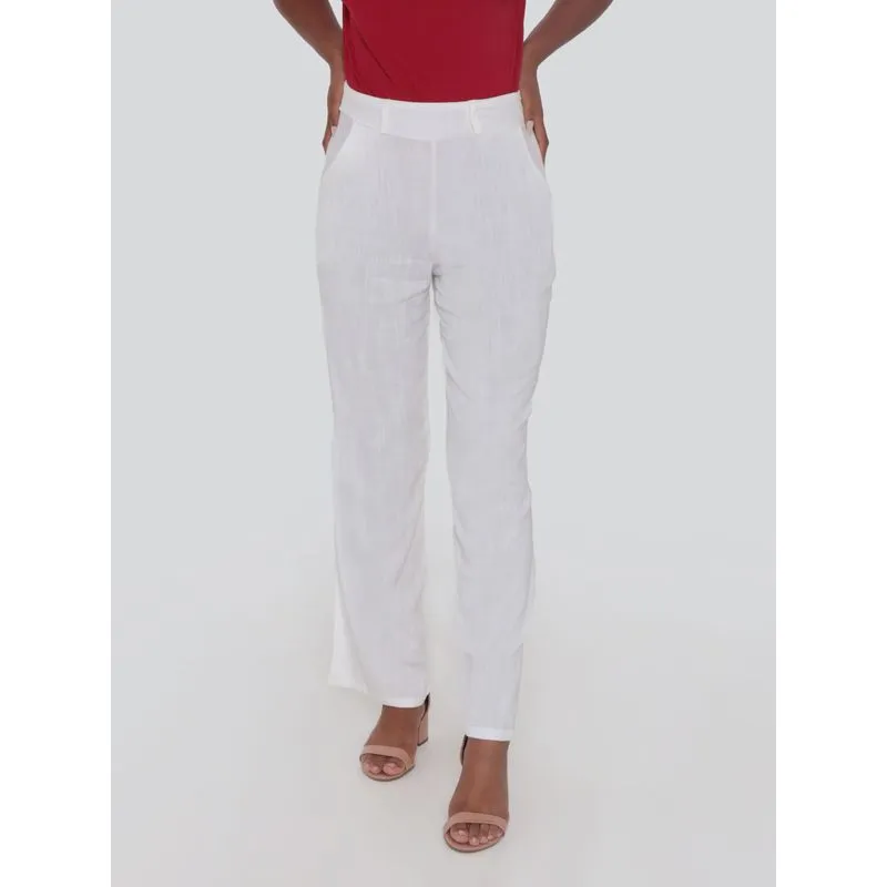 Calça Feminina Reta Fenda Off White GG