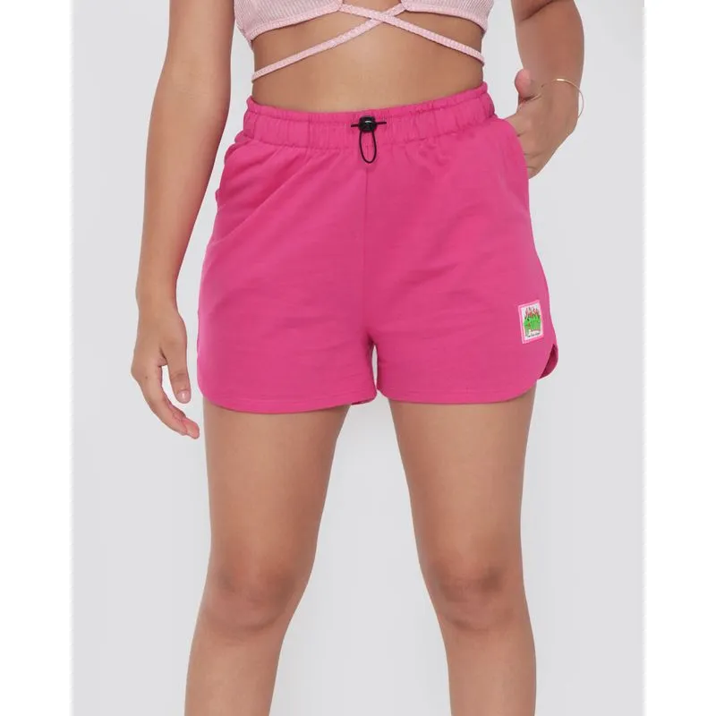 Short Juvenil Moletinho Elástico Rosa Médio 18