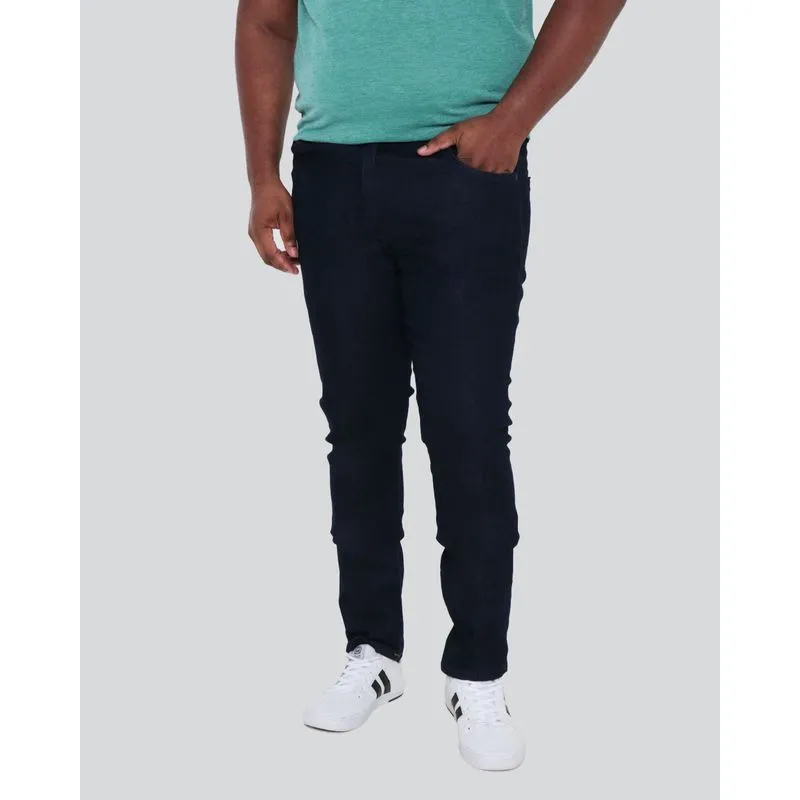 Calça Jeans Masculina Plus Size Reta Azul Escuro 50