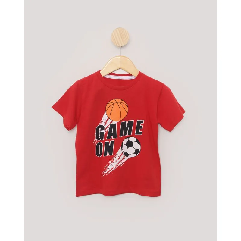 Camiseta Bebê Estampa Jogos Manga Curta Vermelha 3