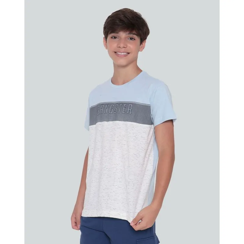 Camiseta Juvenil Recorte Flamê Gangster Azul 10