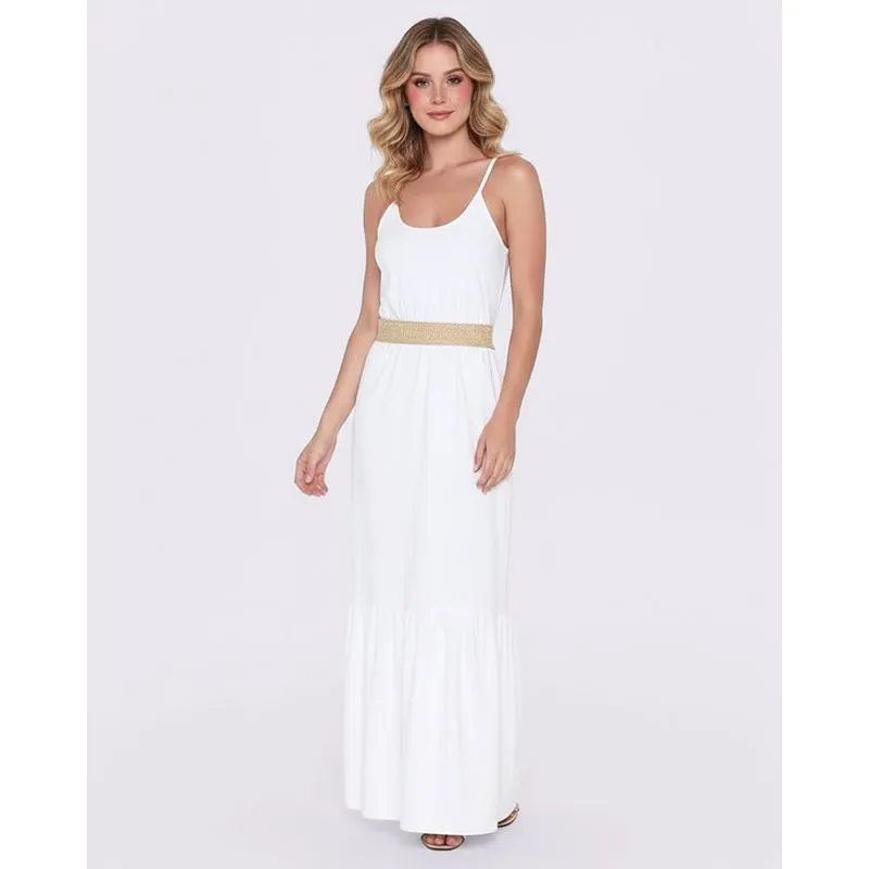 Vestido Longo Sarja Alcinha Off White M