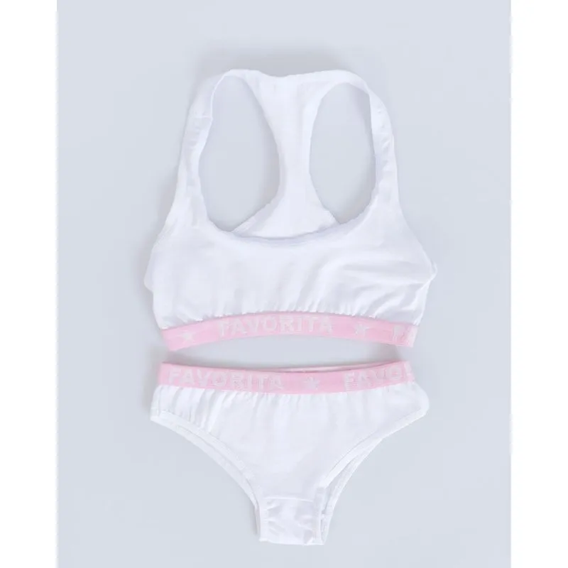 Conjunto Juvenil Top Nadador Calcinha Elástico Branco 14
