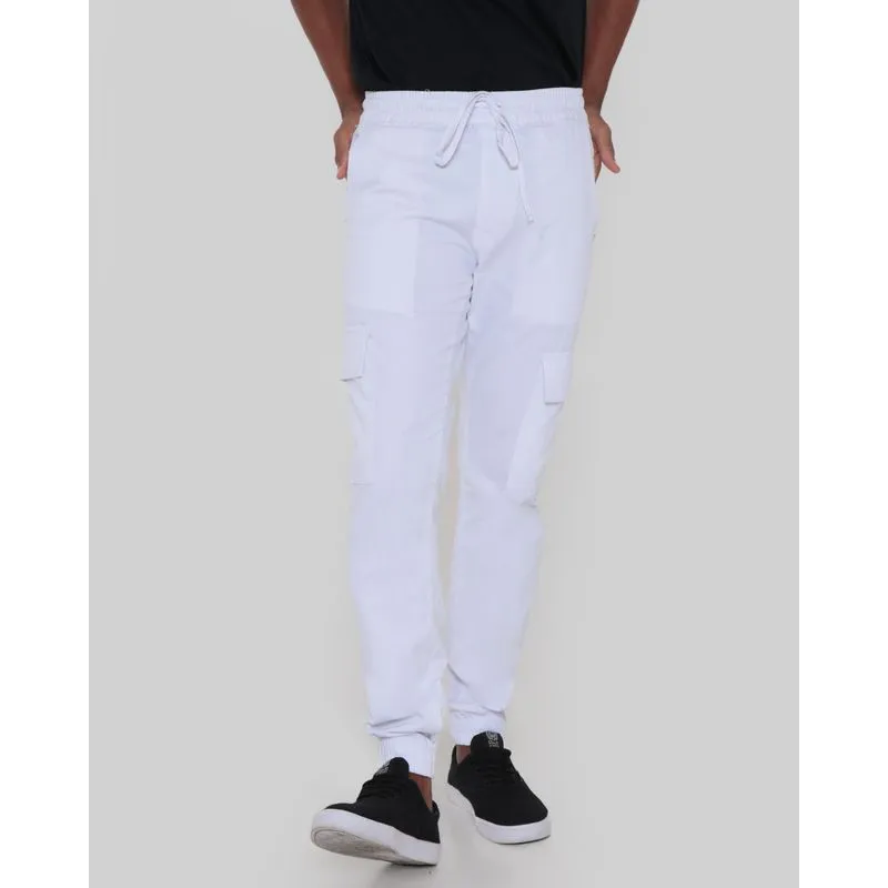 Calça Sarja Masculina Jogger Cargo Branca 40