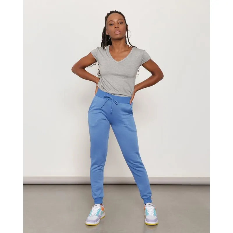 Calça Moletom Feminina Básica Jogger Azul GG