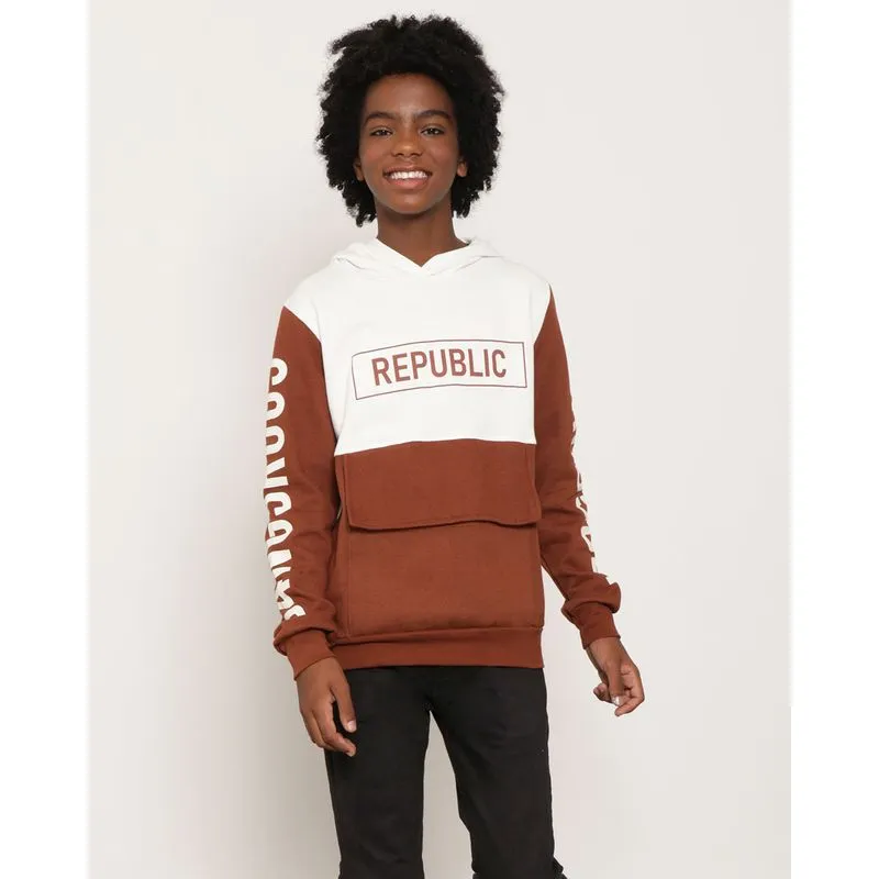 Blusão Moletom Juvenil Republic Capuz Marrom 14