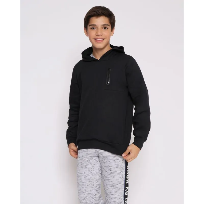 Blusão Moletom Juvenil Com Capuz Game Preto 12