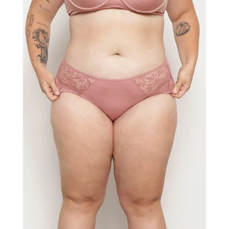 Calcinha Plus Size Feminina Alta Com Renda Rosa 50