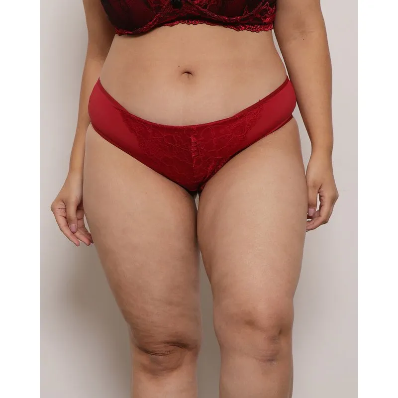 Calcinha Plus Size Feminina Fio Dental Renda Vermelha 48