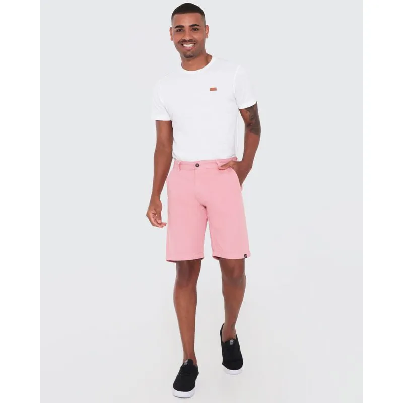 Bermuda Sarja Masculina Básica Rosa 46