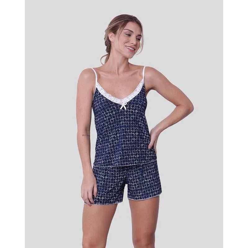 Short Doll Feminino Estampado Liganete Marinho M