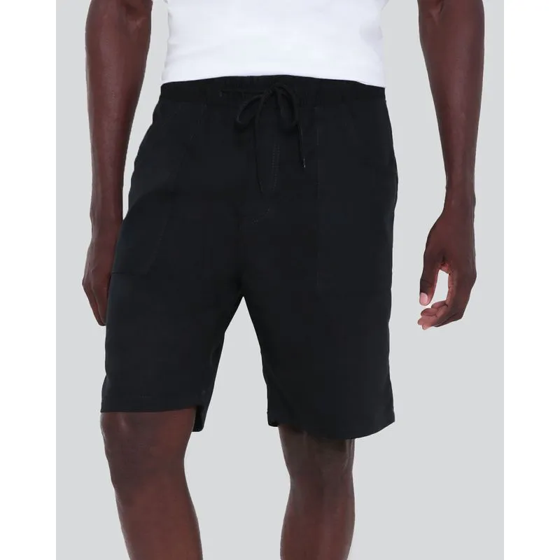 Bermuda Sarja Masculina Elástico Preta GG