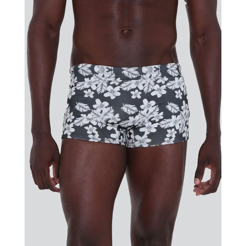 Sunga Boxer Masculina Estampada Floral Preta GG