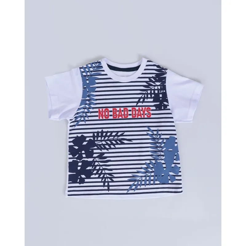 Camiseta Bebê Estampa No Bad Days Listras Branca 3
