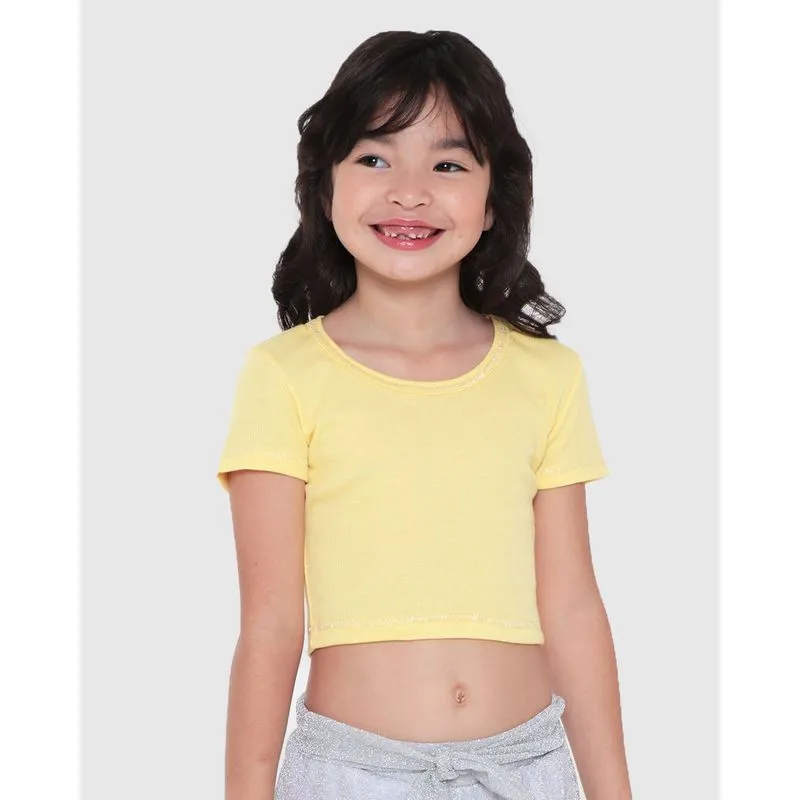 Blusa Infantil Cropped Canelada Amarela 8