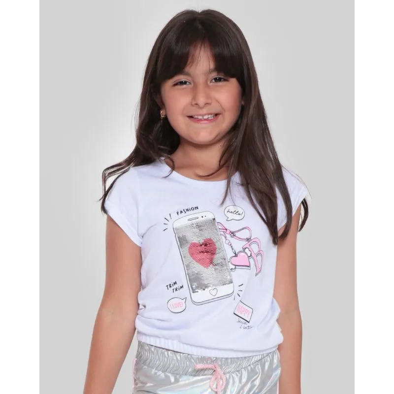 Blusa Infantil Paetê Reversível Branca 6